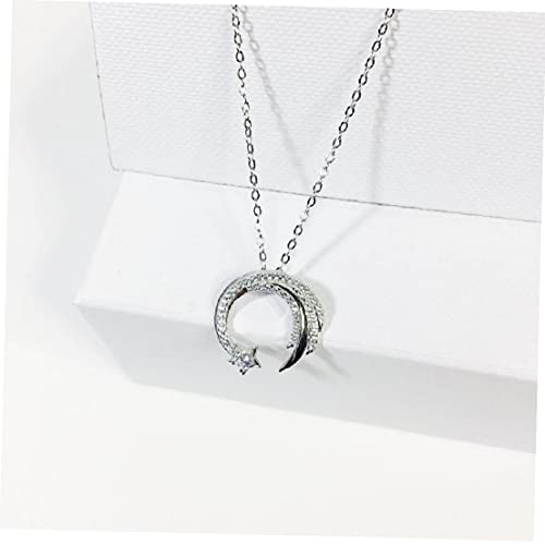 TOSSPER 1pc Moon Star 925 Sterling Silver Meteor Garden Slip Falling Meteor Micro-alaid Cadena Clavícula