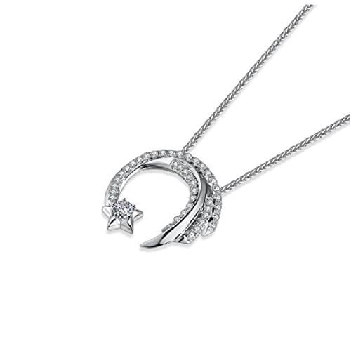 TOSSPER 1pc Moon Star 925 Sterling Silver Meteor Garden Slip Falling Meteor Micro-alaid Cadena Clavícula