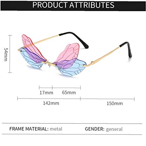 TOSSPER Marco Sin Rebordes De La Libélula del De Mariposa Gafas De Sin Montura Gafas De De Los Ojos Gafas De Uv400 del Metal