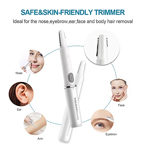 TOUCHBeauty Recortador de orejas de nariz eléctrico, Recortador de cejas, Depiladora Cejas, todo en un depilador para mujeres, tecnología de afeitar sin dolor AG-1458