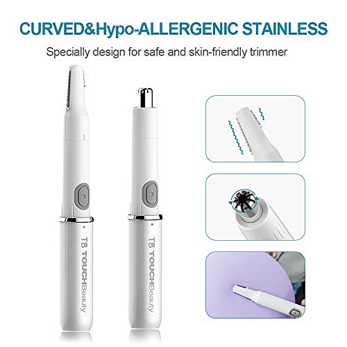TOUCHBeauty Recortador de orejas de nariz eléctrico, Recortador de cejas, Depiladora Cejas, todo en un depilador para mujeres, tecnología de afeitar sin dolor AG-1458