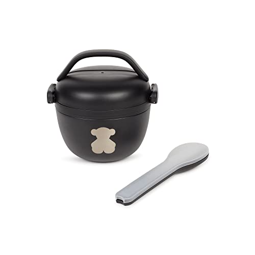 TOUS BABY - Fiambrera Termo Modelo KPAlim en color Negro. Kit porta alimentos con set de cubiertos de acero. Baby TOUS. (Kit Fiambrera KPAlim Negro)