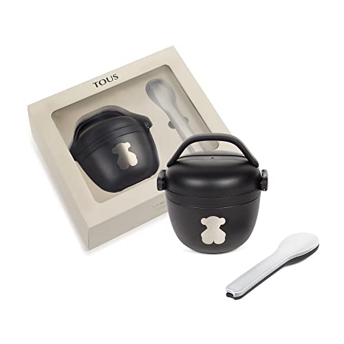 TOUS BABY - Fiambrera Termo Modelo KPAlim en color Negro. Kit porta alimentos con set de cubiertos de acero. Baby TOUS. (Kit Fiambrera KPAlim Negro)