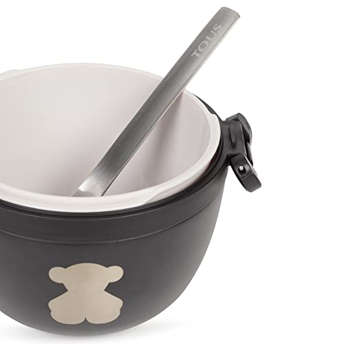 TOUS BABY - Fiambrera Termo Modelo KPAlim en color Negro. Kit porta alimentos con set de cubiertos de acero. Baby TOUS. (Kit Fiambrera KPAlim Negro)
