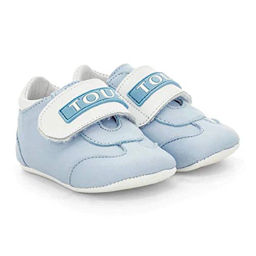 TOUS BABY - Patuco de Piel Deportivo con Velcro. (Talla 17) (Celeste)