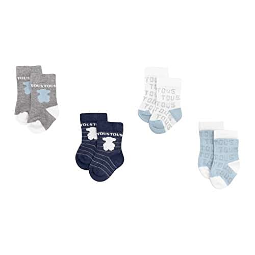 TOUS BABY - Set 4 calcetines variados, con logo TOUS para tu Bebé. Color Celeste (0 a 3 meses)