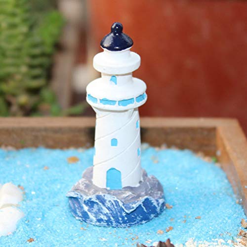 TOYANDONA 4 Piezas de Resina Faro del Océano Mediterráneo Resina de Madera Estatuilla Artística Artesanía Estatuillas Torre Casa de Playa Paisajismo para Jardín de Oficina