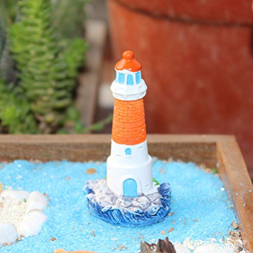 TOYANDONA 4 Piezas de Resina Faro del Océano Mediterráneo Resina de Madera Estatuilla Artística Artesanía Estatuillas Torre Casa de Playa Paisajismo para Jardín de Oficina