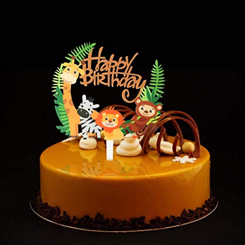 Toyvian Acrílico Animal Cupcake Toppers - Selecciones Lindas de la Selva de la Torta de los Animales para DIY Baby Shower Decoración de la Torta de cumpleaños