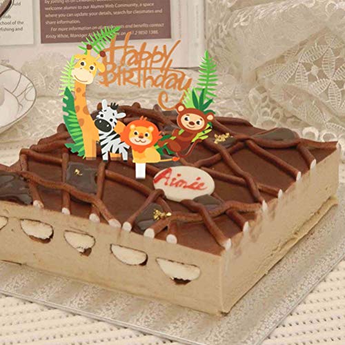 Toyvian Acrílico Animal Cupcake Toppers - Selecciones Lindas de la Selva de la Torta de los Animales para DIY Baby Shower Decoración de la Torta de cumpleaños