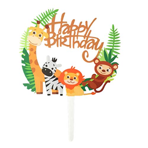 Toyvian Acrílico Animal Cupcake Toppers - Selecciones Lindas de la Selva de la Torta de los Animales para DIY Baby Shower Decoración de la Torta de cumpleaños