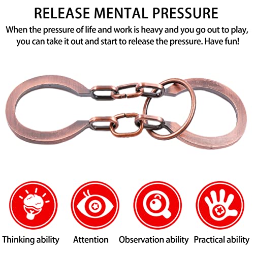 Toyvian Rompecabezas de Alambre de Metal Teaser: Bronce Iq Prueba Desactivador de Hierro Enlace Desbloqueo Enclavamiento Juego Chino Anillo Truco Juguete para Fiesta Favor Niños Adultos