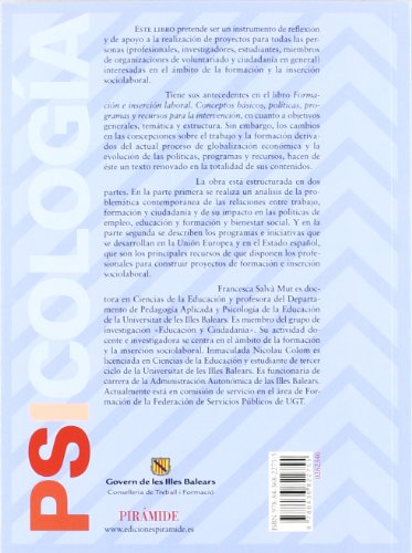 Trabajo, formación y ciudadanía: Conceptos básicos, políticas, programas y recursos (Psicología)