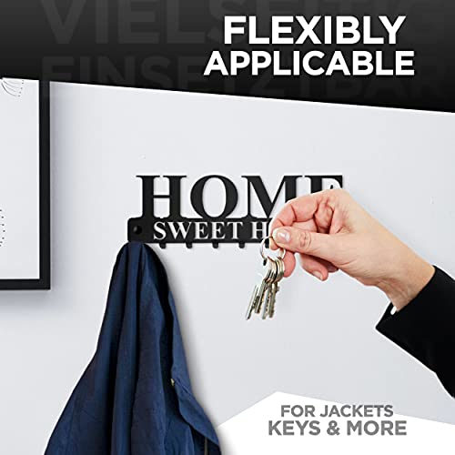 tradeNX - Colgador para llaves de pared en metal, con texto en inglés Home Sweet Home, traducción de "Hogar, dulce hogar", en negro