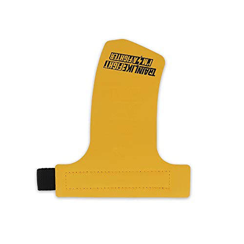 TRAINLIKEFIGHT Icon 0H - Calleras para Cross Training, calistenia, Ejercicios gimnásticos, protección para Tus Manos - Black-Yellow - L