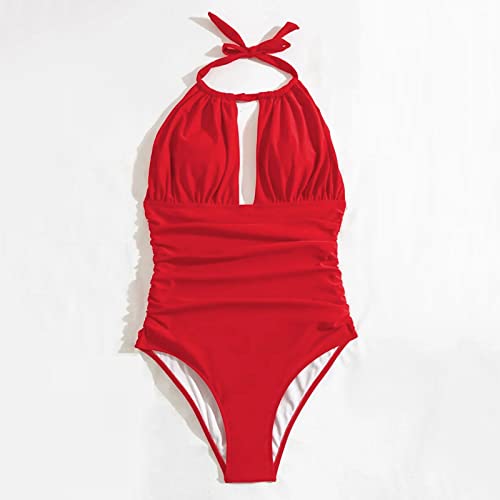 Traje de Baño de Una Pieza Mujer Halter Elegante Trajes de Baños para Mujer Alta Cintura Push Up con Aro bañadores Mujer reductores Barriga Bikinis brasileños Verano Turismo Ropa de Playa Push up
