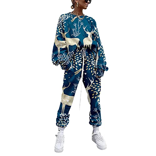 Traje De Primavera-Otoño, Jersey De Mujer, Pantalones con Cordones, Suéter De Manga Larga, Conjunto 2 Piezas U 2XL
