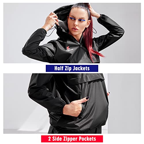 Traje Sauna Entrenamiento Gimnasio Trajes de Sudoración Manga Larga Cortavientos Deportiva Mujer Fitness Track Suit Running