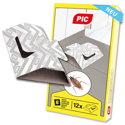 Trampa para cucarachas PIC, trampa para cucarachas con superficie adhesiva para atrapar alimañas, 12 piezas, simplemente añada cualquier cebo (por ejemplo, dextrosa, un pedazo de pan, ect.)