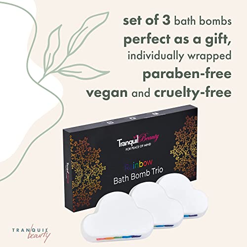 Tranquil Beauty Juego de bombas de baño mágico arcoíris para niños con aroma de coco, orgánico, natural, apto para veganos, no irritante, sin crueldad, colorido, juego de 3