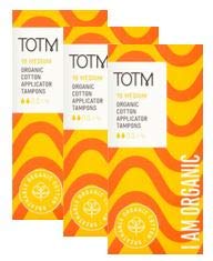 Tres paquetes de 16 tampones aplicadores de algodón orgánico (mediano), 100% biodegradables, 100% algodón orgánico, pH neutro