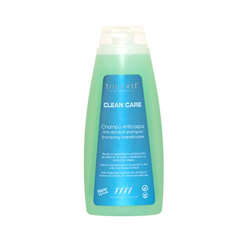 TricoVIT Clean Care – Champú Anti-Caspa, Reduce la Descamación, Alivia el Picor, Purificador y Antimicrobiano, 100% Vegano y Sin Parabenos Ni Siliconas, 400 ml