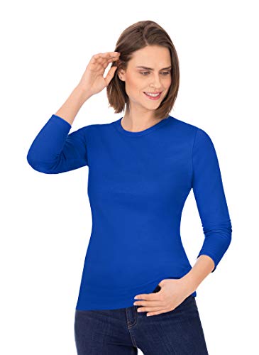 Trigema Damen Langarmshirt 502501 Camiseta de Manga Larga, Azul Cobalto, XL para Mujer