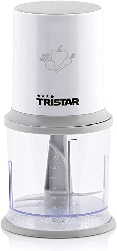 Tristar BL-4020 Mini Picadora eléctrica con botón operacional, capacidad de 0.5 L, cuchillas desmontables de acero inoxidable, Multifunción tritura, trocea, mezcla y pica, 200 W