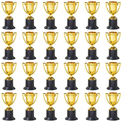 Trofeos para Premios Juvale - Paquete de 25 Copas de Plástico doradas como Trofeo para torneos deportivos, competiciones y fiestas, 5 cm x 10 cm x 5 cm