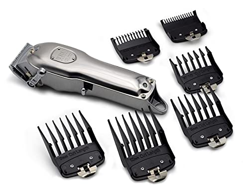TRU BARBER - REVO - Maquina de cortar pelo profesional para barberia y peluqueria, MOTOR GIRATORIO con medidas de alzas peines de barberia. Maquina de cortar cabello. cortapelo