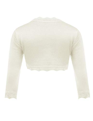 trudge Chaqueta de punto para niña, básica, bolero, manga larga, para vestido de comunión, bautizo, color blanco/azul marino, azul/negro/rosa/rojo Blanco 150 cm