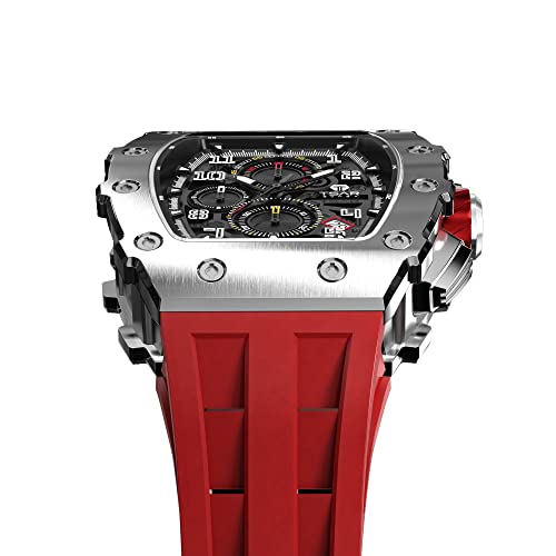 TSAR BOMBA Reloj para Hombre Correa de Silicona para Hombre Reloj 22 mm Tonneau Cronómetro Impermeable 5ATM Reloj de Pulsera de Movimiento analógico de Cuarzo japonés Elegante Hombre Regalo