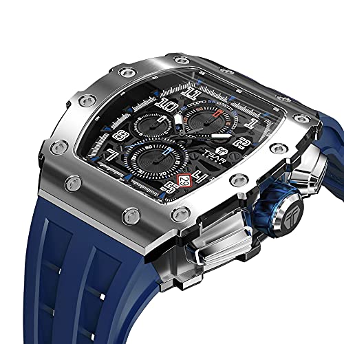 TSAR BOMBA Relojes Hombre Relojes de Pulsera Cronografo Diseñador Impermeable Reloj Hombre Banda de Cuero Analogicos Fecha de Pulsera Regalo Elegante