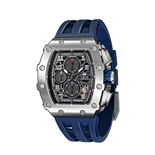 TSAR BOMBA Relojes Hombre Relojes de Pulsera Cronografo Diseñador Impermeable Reloj Hombre Banda de Cuero Analogicos Fecha de Pulsera Regalo Elegante