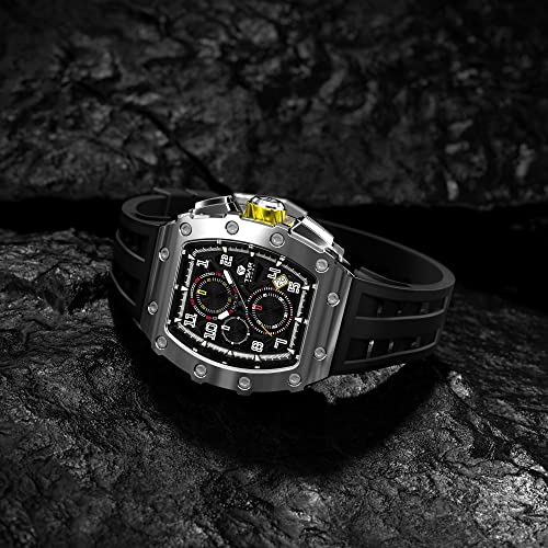 TSAR BOMBA Relojes Hombre Tonel Lujo Reloj de Pulsera Cristal Zafiro Movimiento Japonés Impermeables 50M Luminoso Fecha Esqueleto Cuadrados Analogico Deportivo Cronógrafo Reloj de Hombre