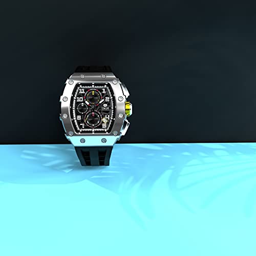 TSAR BOMBA Relojes Hombre Tonel Lujo Reloj de Pulsera Cristal Zafiro Movimiento Japonés Impermeables 50M Luminoso Fecha Esqueleto Cuadrados Analogico Deportivo Cronógrafo Reloj de Hombre
