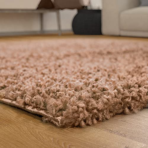 TT Home Alfombra Salón Pelo Largo Shaggy Suave Colores Lisos Moderna Diseño Monocolor, Color:Terracota, Tamaño:160x220 cm