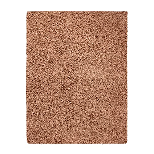 TT Home Alfombra Salón Pelo Largo Shaggy Suave Colores Lisos Moderna Diseño Monocolor, Color:Terracota, Tamaño:160x220 cm