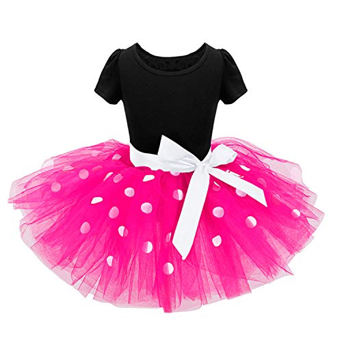 TTYAOVO Bebé Chicas Polca Punto Tutu Vestido Talla 130 (5-6 Años, 363 Rosa Rojo)