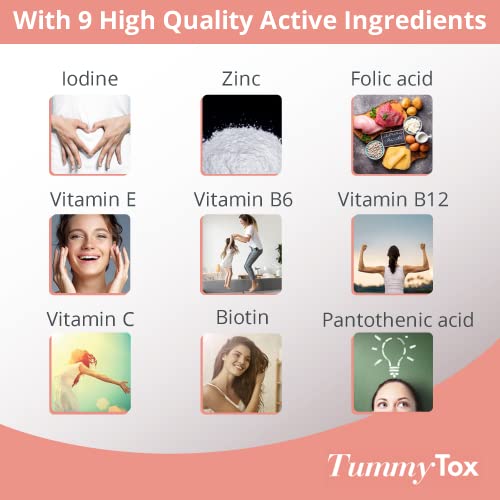 TummyTox Shine Bright Gummies - 120 Ositos - Gominolas de Belleza con Vitaminas para el Cabello, Piel y Uñas - con Biotina, Zinc, Ácido Fólico, Yodo, Vitamina B6, Vitamina B12 - Fabricado por Sensilab