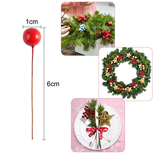 TUPARKA 310pcs Artificial Red Holly Berries Decoraciones de guirnaldas de Navidad, Suministros de fabricación de guirnaldas de Navidad(150pcs Smooth Holly + 160pcs Frosted Berry)