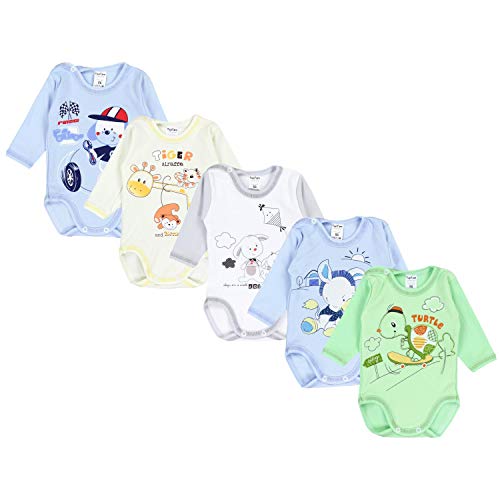 TupTam Body Manga Larga para Bebé Estampado, Pack de 5, Niño, 98
