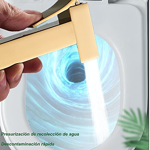 TVTIUO De Mano del bidé del rociador Superior de Pulverizador,Portatil para Kit Ducha de Lavabo Bidet con Manguera WC,Multifunción pulverizador,monomando agua fría y caliente,latón,Dorado