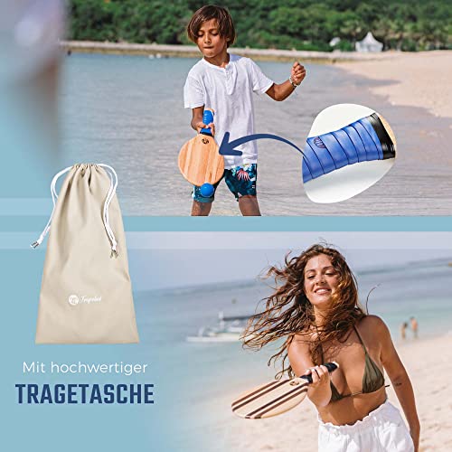 two46 | Palas Playa Madera - Frescobol | El Deporte de Verano de Moda de Brasil | Raquetas Playa de Madera Hechas a Mano (Incluye Pelota de iniciación, Pelota rápida y Bolsa)