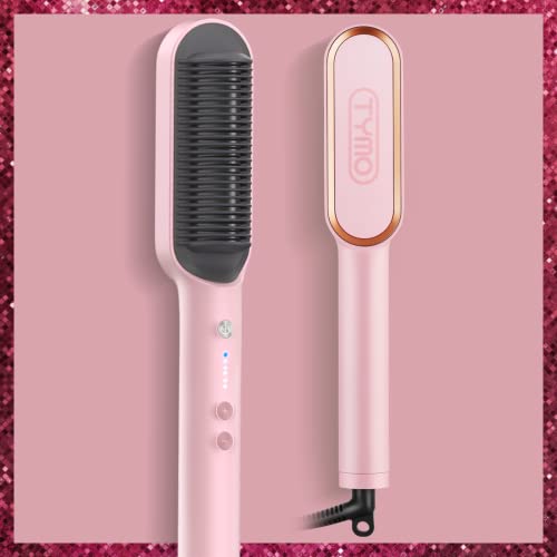 TYMO Ring Cepillo Secador Alisador De Pelo - Plancha Para Alisar El Cabello Con Peine Incorporado, Calentamiento RáPido De 20 S Y 5 Nivel De RegulacióN De Temperatura Y Anti-Escaldado