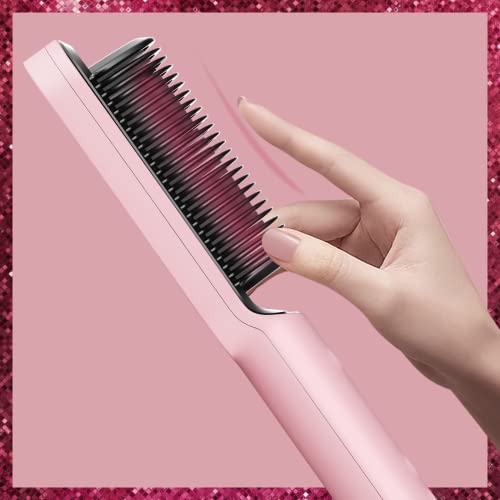 TYMO Ring Cepillo Secador Alisador De Pelo - Plancha Para Alisar El Cabello Con Peine Incorporado, Calentamiento RáPido De 20 S Y 5 Nivel De RegulacióN De Temperatura Y Anti-Escaldado