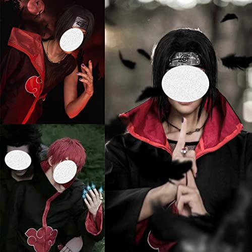 Uchiha Itachi Abrigo Anime Cosplay Disfraz para niños Adultos Unisex Cosplay Halloween Navidad Fiesta Disfraz Capa con Diadema y Anillo (L)