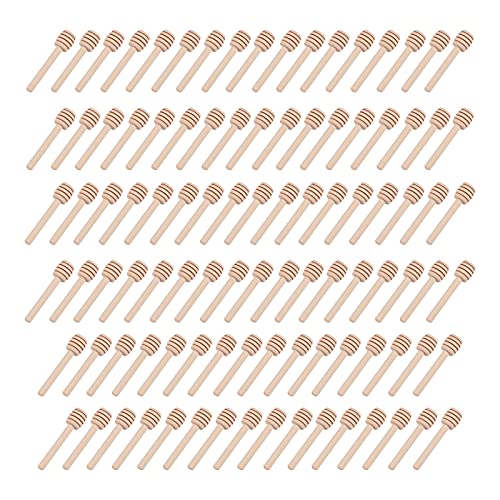 UCISACOLT Mini cucharas de Madera para Miel, 100 cucharas de Miel, 8cm pequeños palitos de Miel, Varilla de Agitación Colectora de Dispensador de Tarro, para Mermelada, Jarabe de Arce, Caramelo