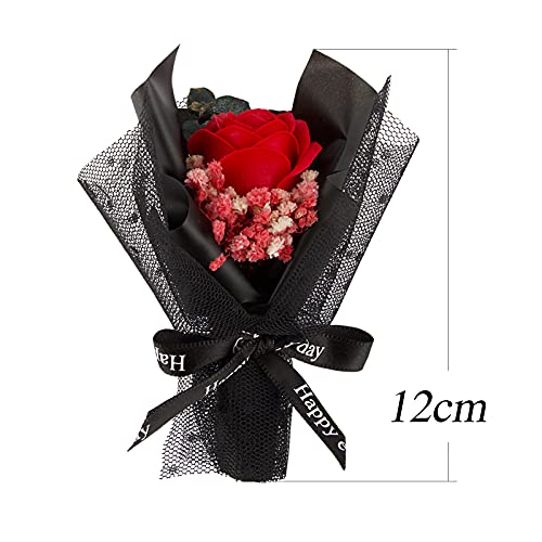 UFLF 3pcs Mini Flores Artificiales Rosas de Jabón+Flores Secas Naturales Pequeñas Preservadas con Gasa para Regalos Cumpleaños Amigos Familiares Decoración Hogar Cafetería