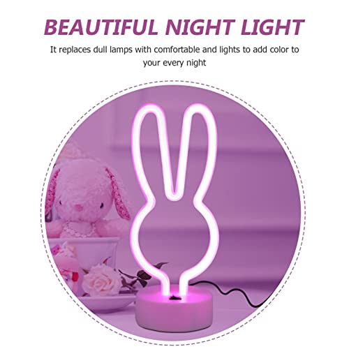 UKCOCO Neon Night Light for Kids Boys Girls Rabbit Neon Sign LED Animal Neon Marquee Lights Table Neon Light Table Decor Lámpara de Mesa